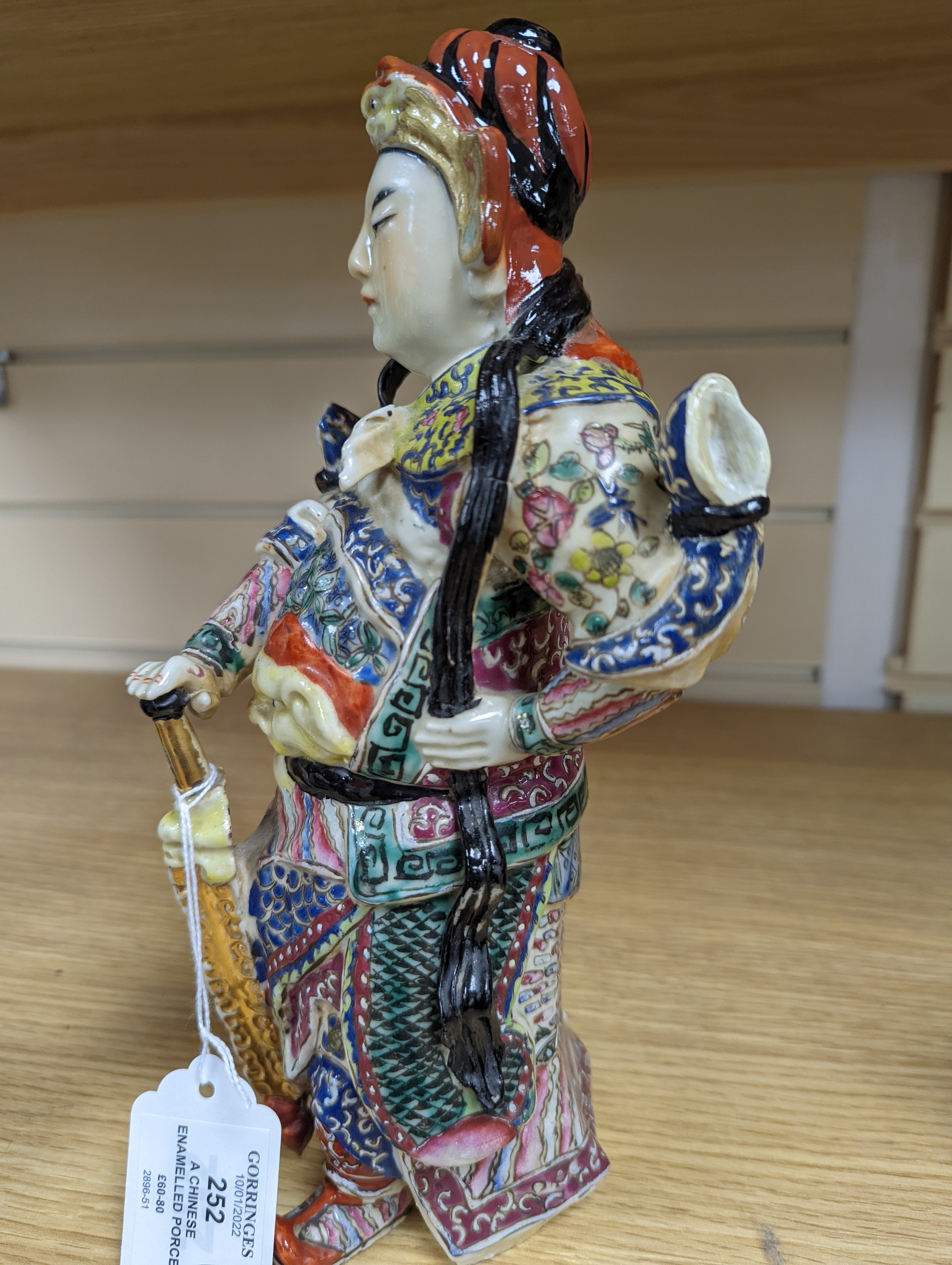 A Chinese enamelled porcelain figure of a General, Republic period, 26cm